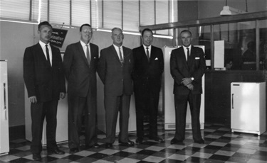 Kelvinator personnel in front foyer Anzac Highway c.1962