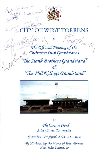 LH02 01-10-2004 Thebarton Oval Grandstands naming