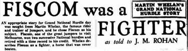 Fiscom was a fighter, Sporting Globe, 5 July 1941 via Trove