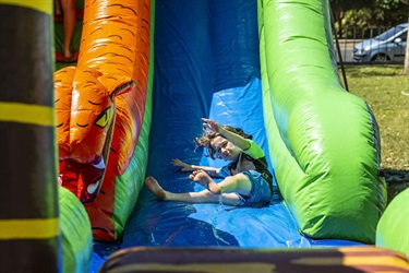 Inflatable water slide at Splash!