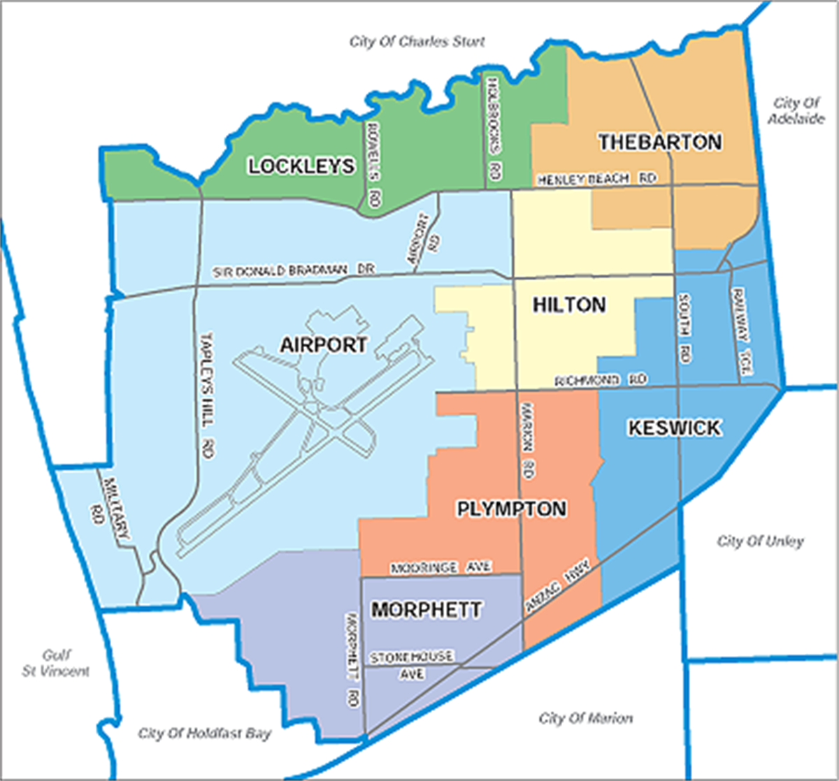 Suburbs and wards map City of West Torrens